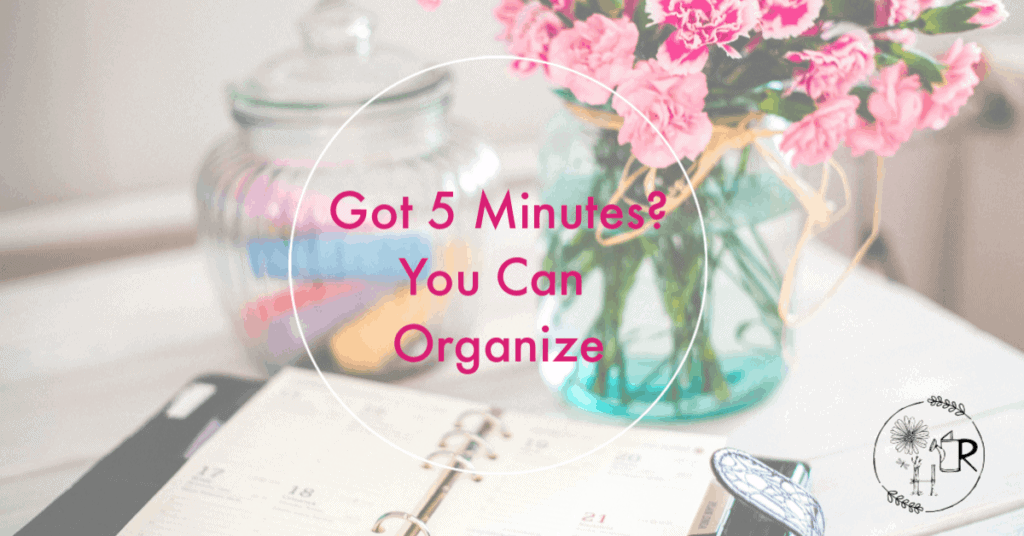 get organized in 5 minutes image with a pretty organized desk
