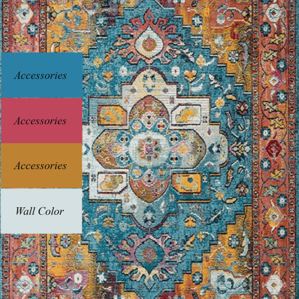 How to decorate like a pro colorful area rug with color chart