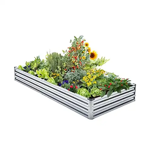 Veezyo Galvanized Raised Garden Bed - Metal Raised Bed Garden Kit 6'x3'x1' for Plants, Flowers and Vegetables