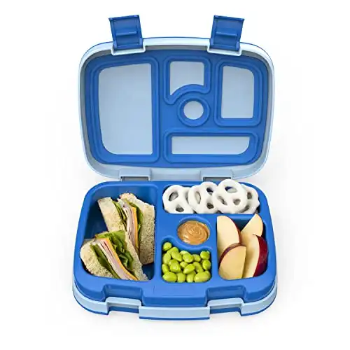 Bentgo® Kids Bento-Style 5-Compartment Lunch Box - Ideal Portion Sizes for Ages 3 to 7 - Leak-Proof, Drop-Proof, Dishwasher Safe, BPA-Free, & Made with Food-Safe Materials (Blue)