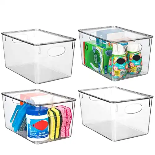 ClearSpace Plastic Storage Bins With lids – Perfect Kitchen Organization or Pantry Storage – Fridge Organizer, Cabinet Organizers - 4 Pack