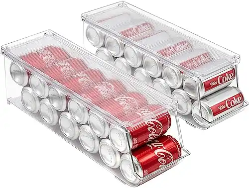 Sorbus Soda Can Organizer for Refrigerator, Drink Dispenser with Lid, Stackable, Holds 12 Cans Each, BPA-Free - Kitchen Cabinet and Fridge, Kitchen Organizers and Storage (2 Pack)