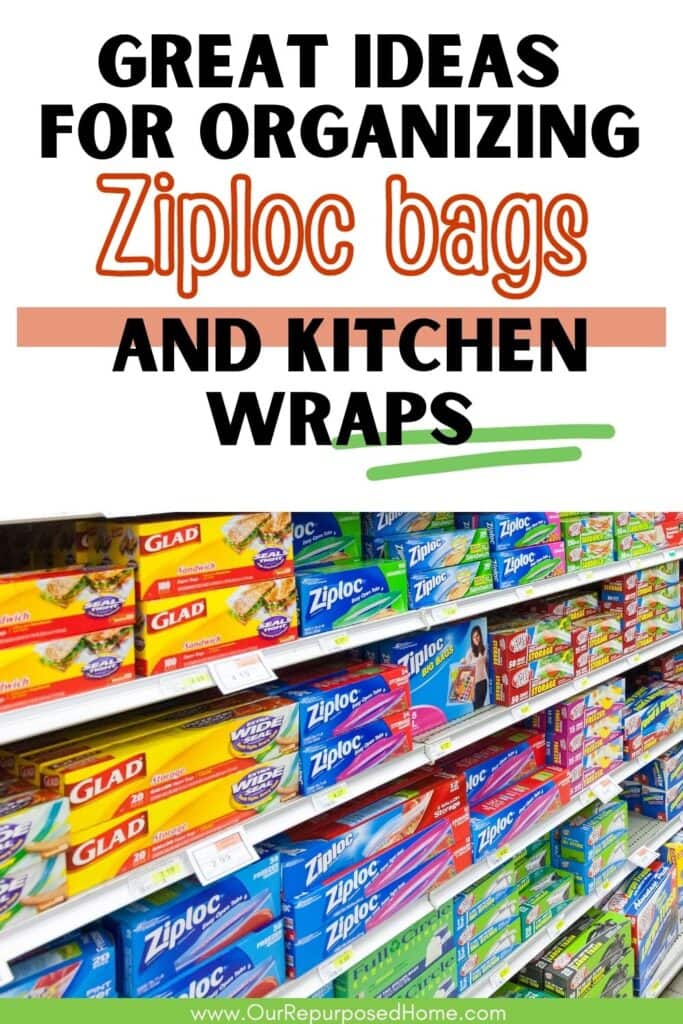 foils and ziploc bags on a shelf. How to organize ziploc bags.