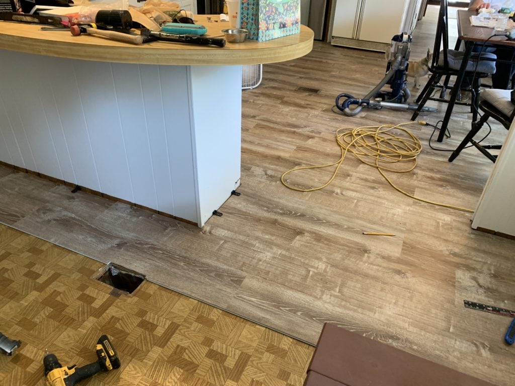 floating floor in progress at Dad's house