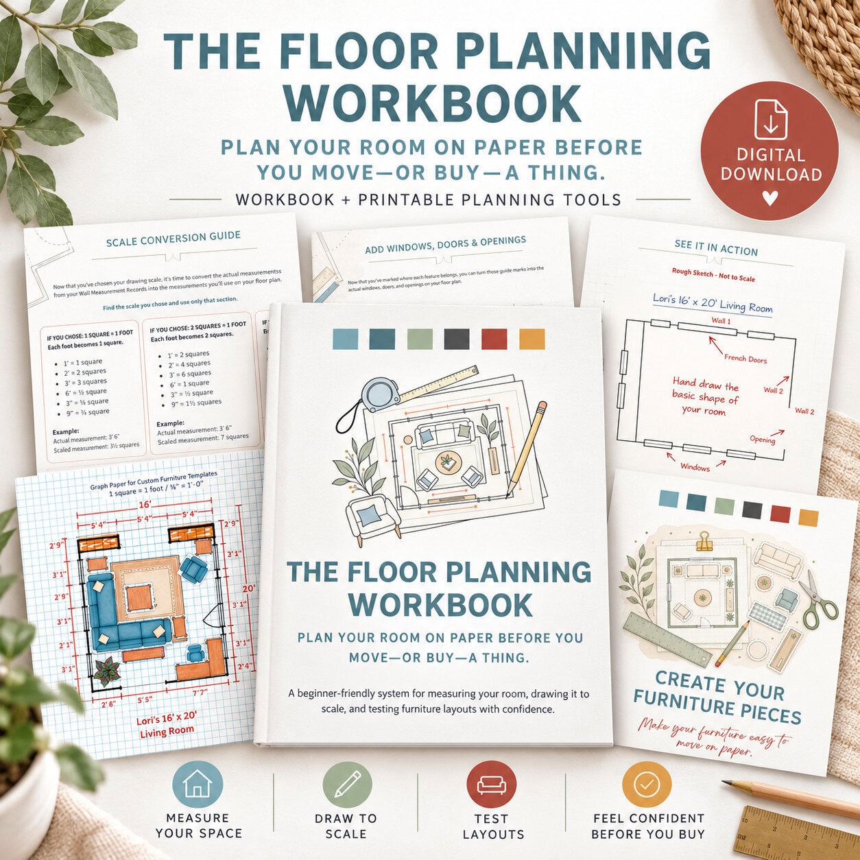 The Floor Planning Workbook and Furniture Planning Template Pack printable bundle.