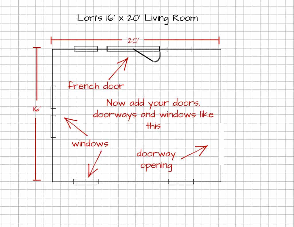 drawing doors and windows in a floor plan