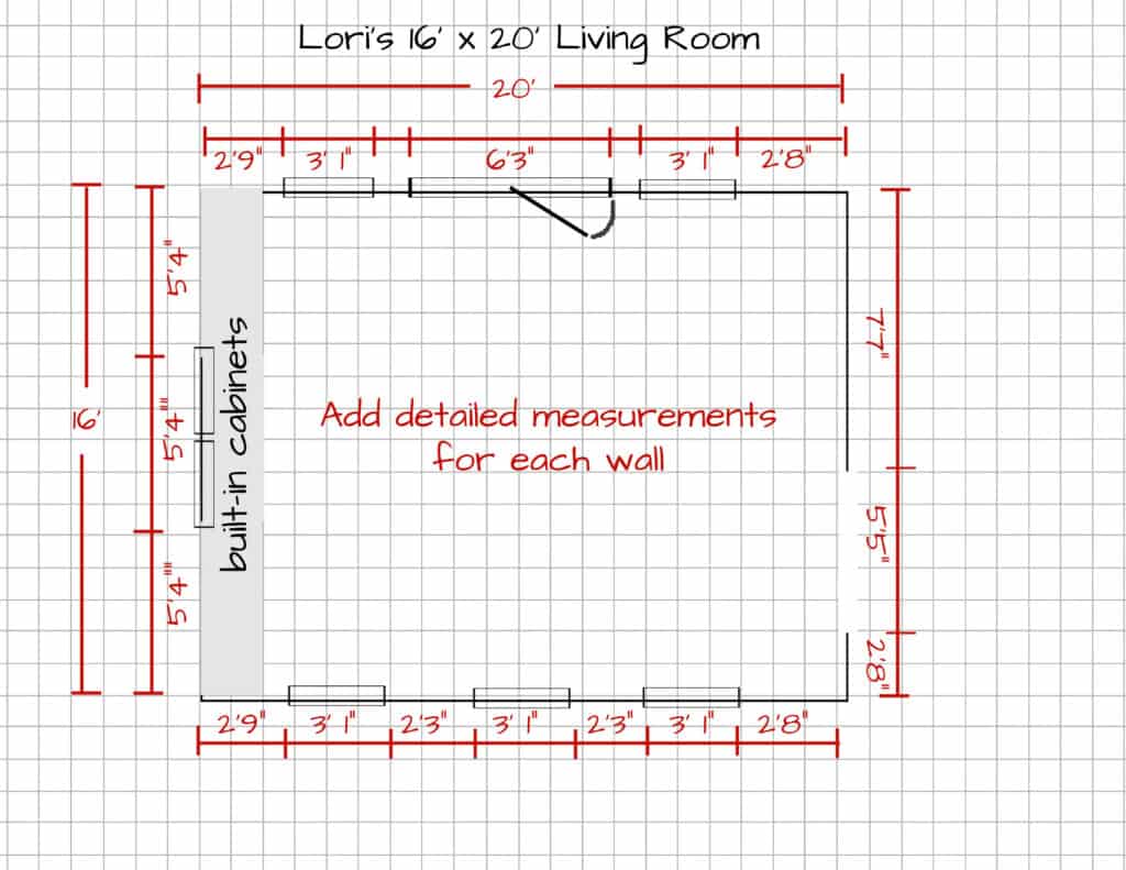 recorded measurements on a floor plan