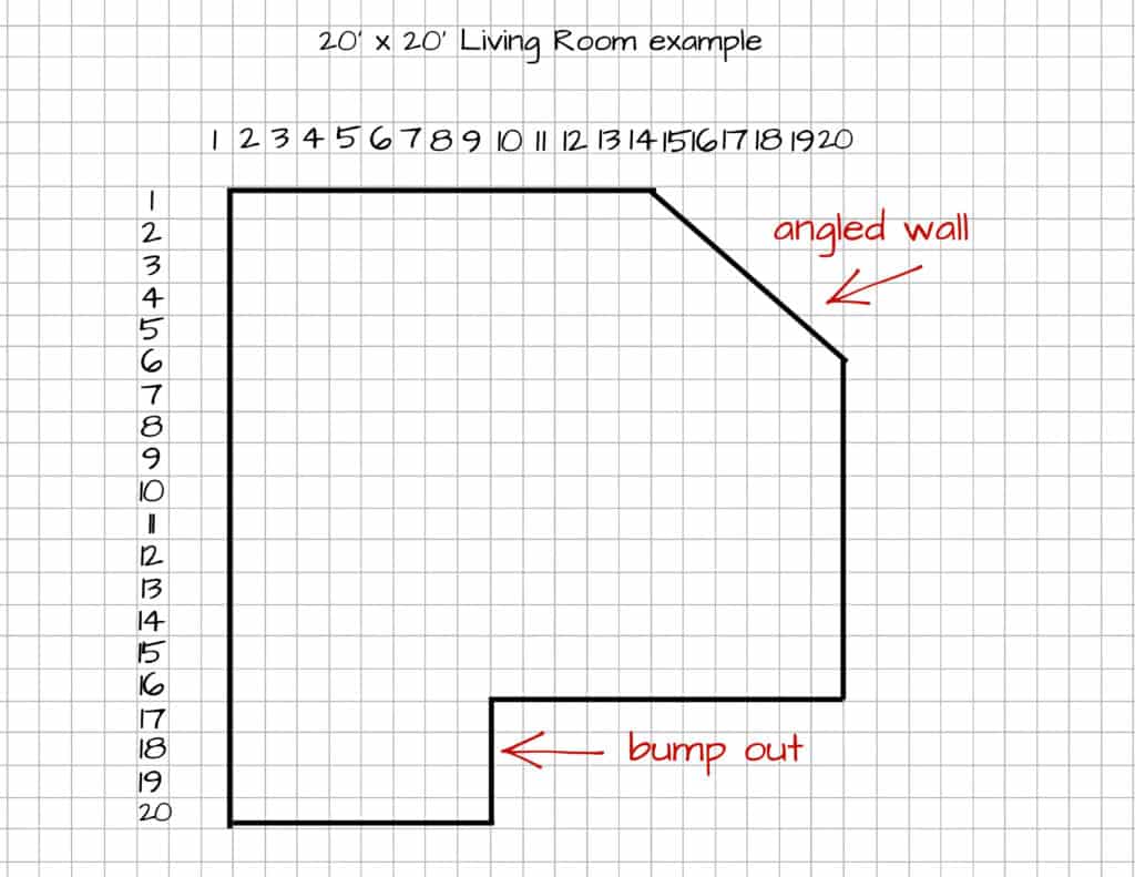 room plan with an angled wall