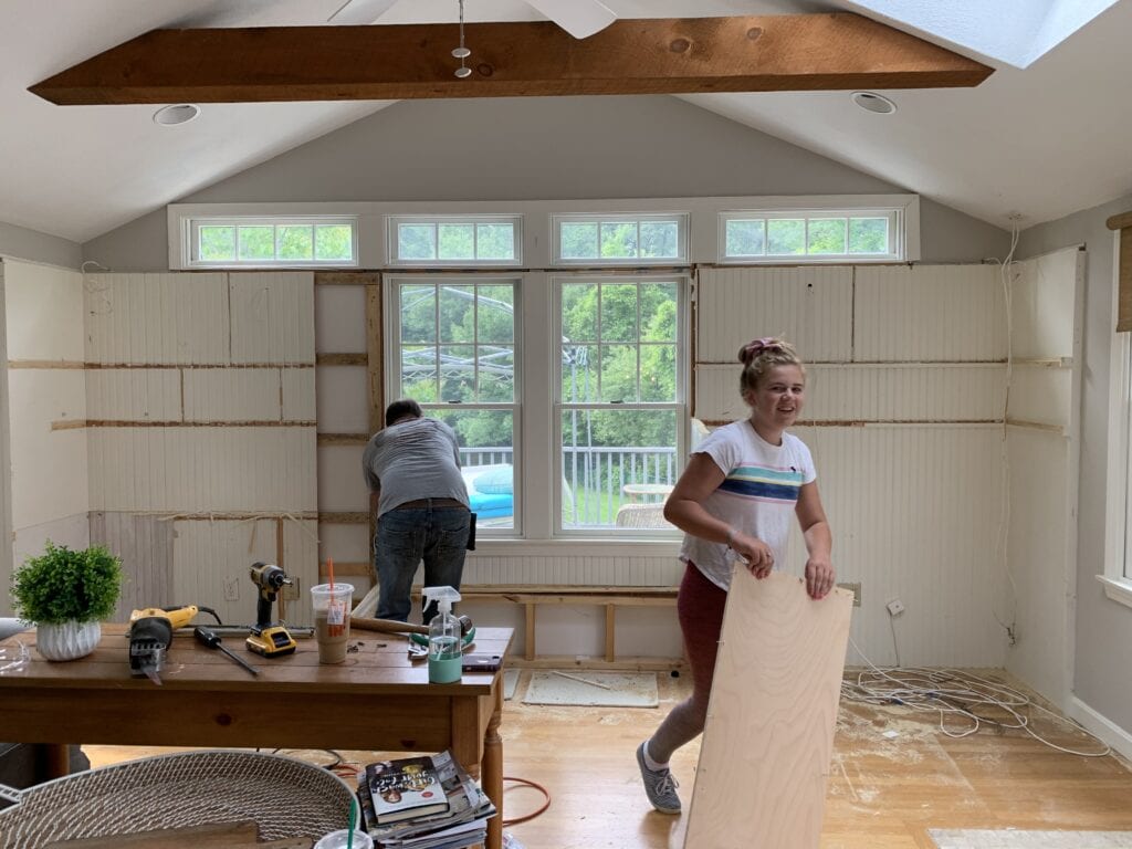 taking out the left over plywood