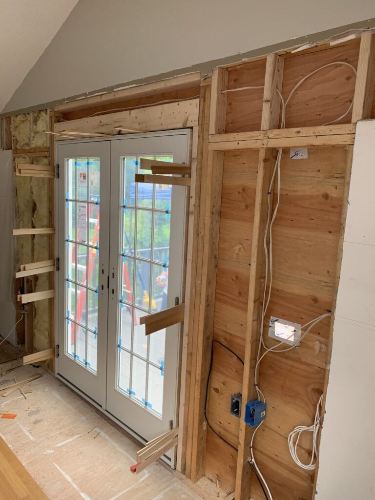 door dry fitted with shims