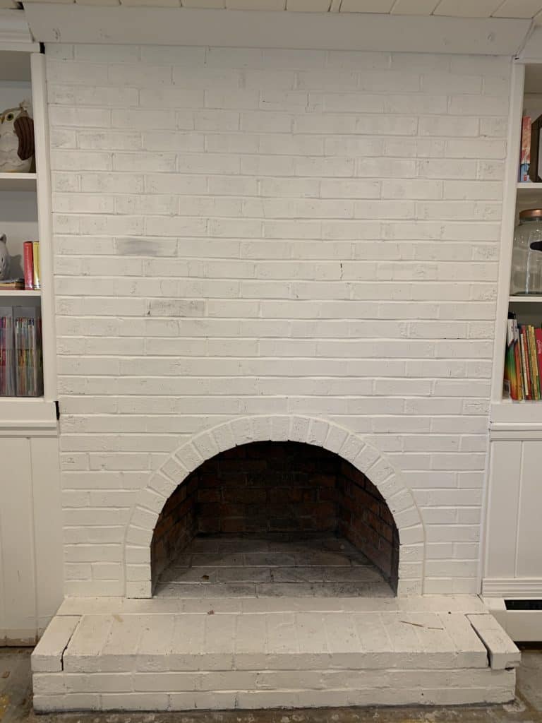 family room fireplace before remodel