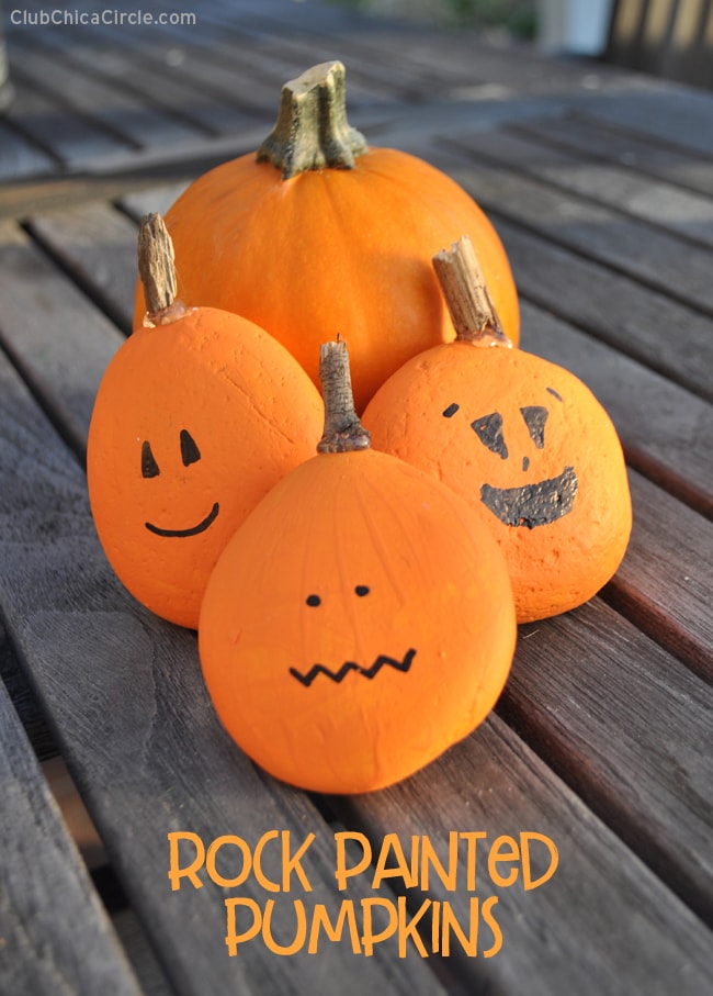 Painted rock pumpkins