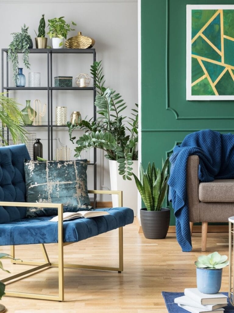 beautiful blue and jade living room