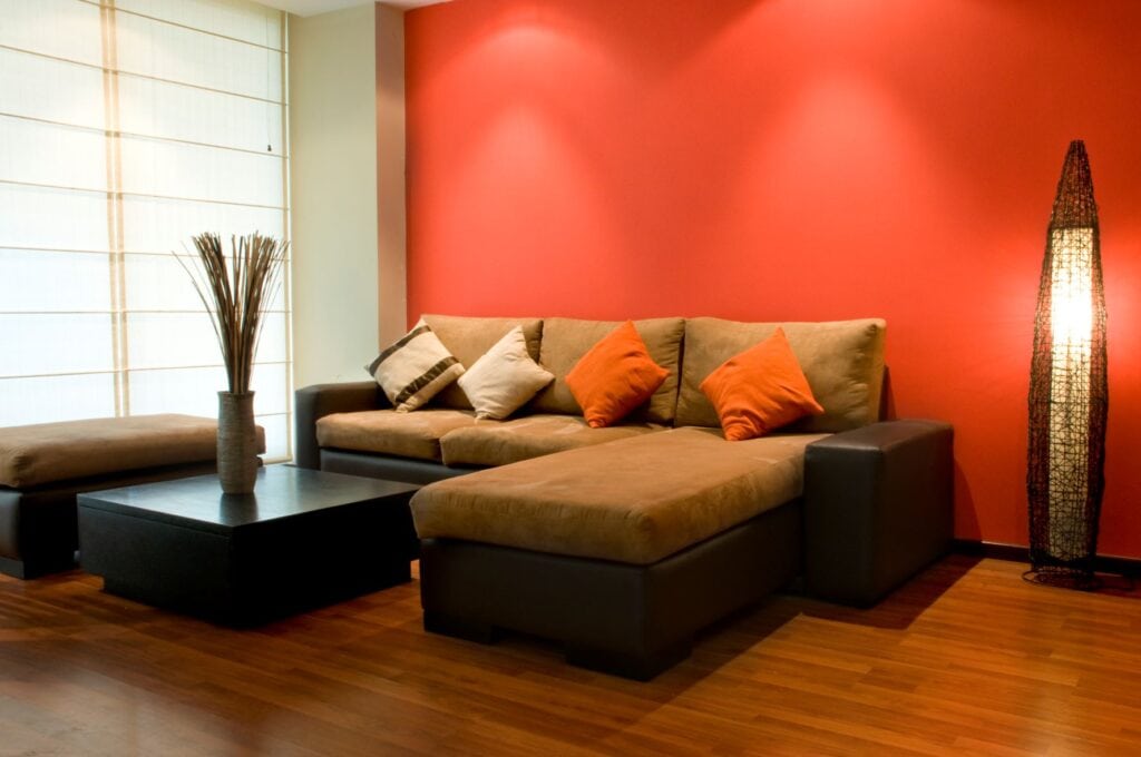 accent lighting on a red wall showing direct vs indirect lighting