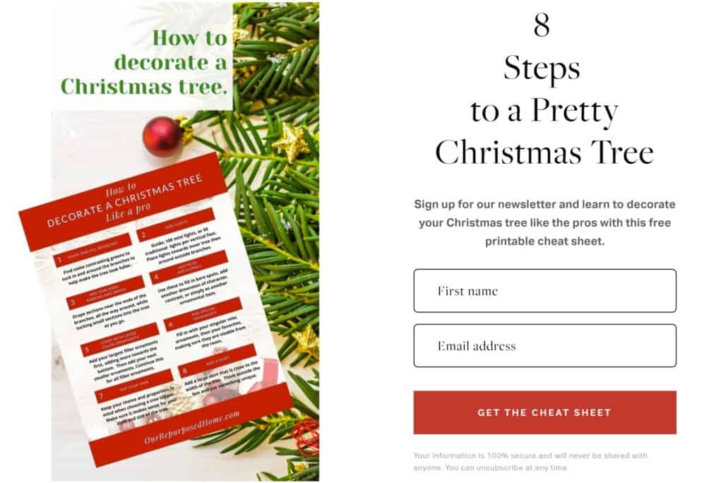 sign up box for a Christmas decorating printable