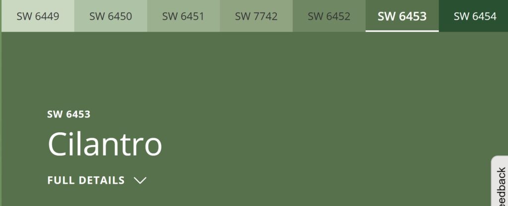 Sherwin Williams Cilantro paint color chip for your boho bathroom update