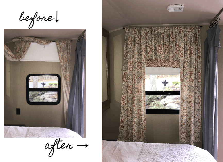 RV reno before and after of the curtains