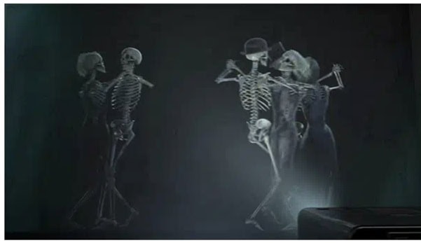 dancing ghosts projection for a Halloween display