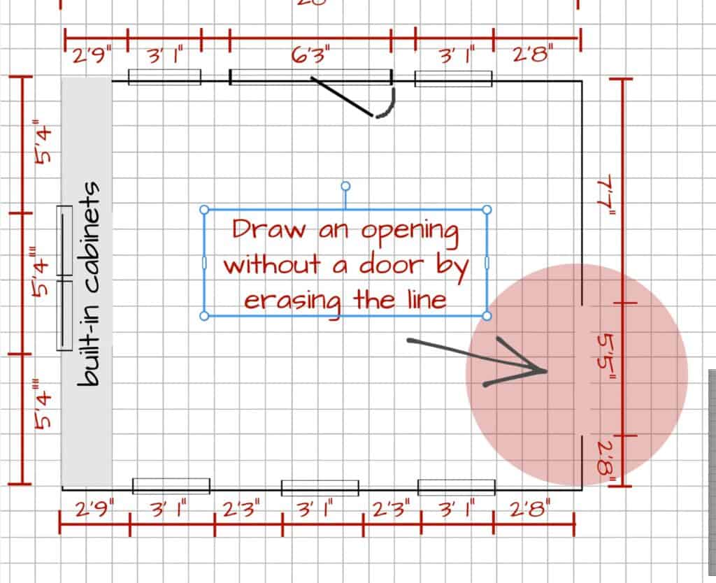 drawing a doorway in a floor plan