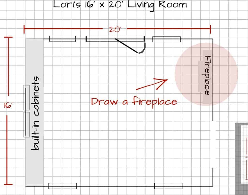 draw a fireplace on a floor plan