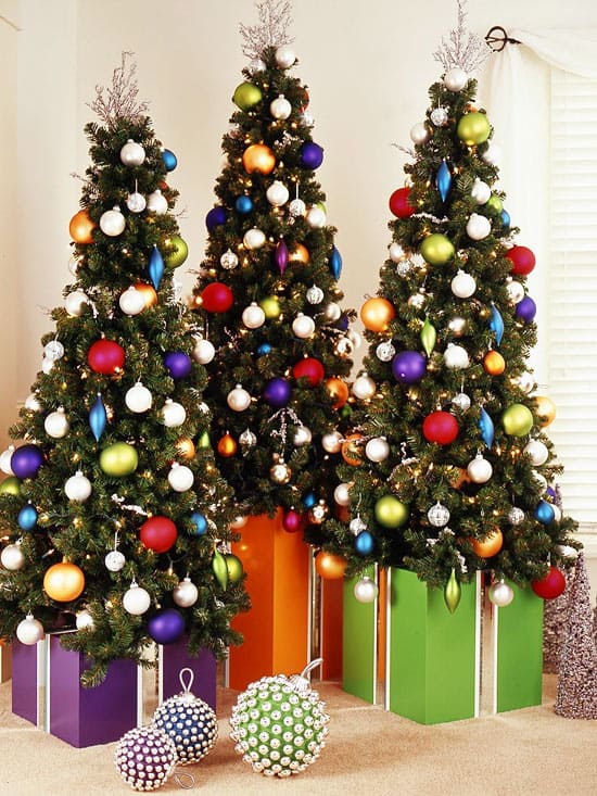 colorful christmas trees