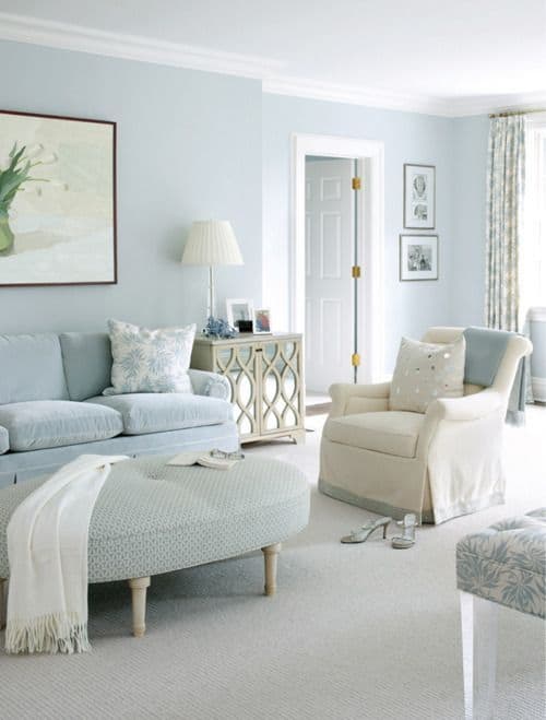 light blue and cream living room