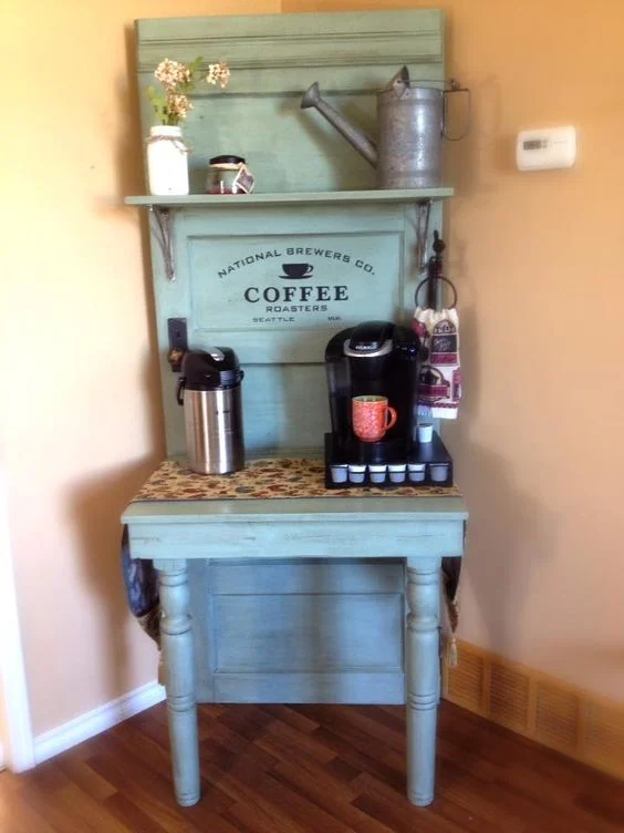 coffee bar made from an old door