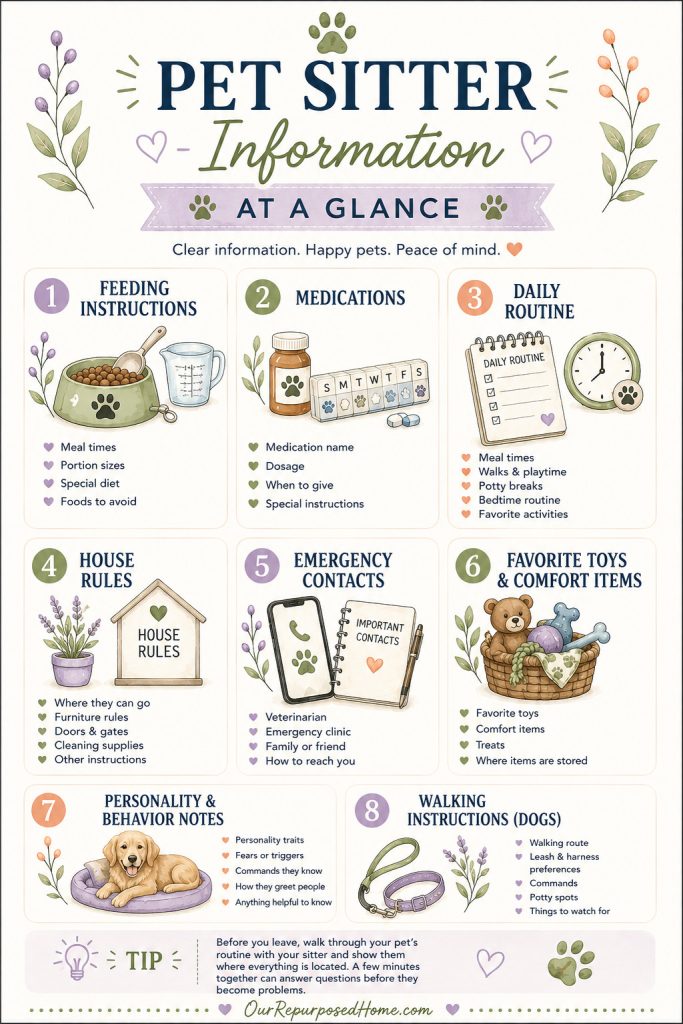 The Ultimate Guide to Pet Organization with tips for organizing pet records, supplies, emergency planning, daily routines, and pet sitter information.
