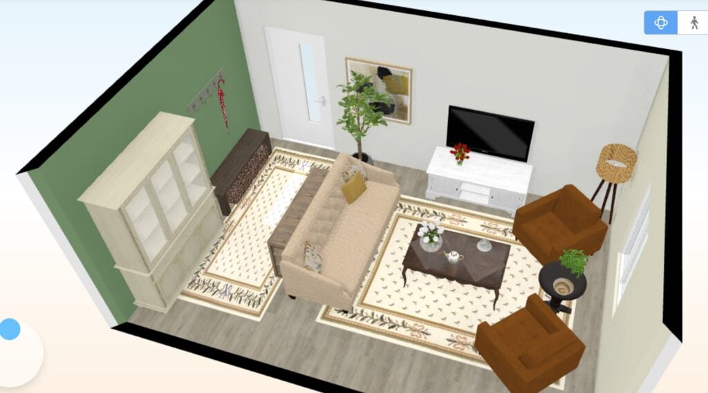 floor plan showing a rug used to define an entry way in an open living room