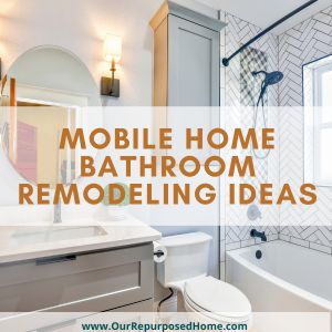 Mobile Home Bathroom Remodeling Ideas Pin with a beautiful updated bathroom with mirror, cabinetry, and tub surround