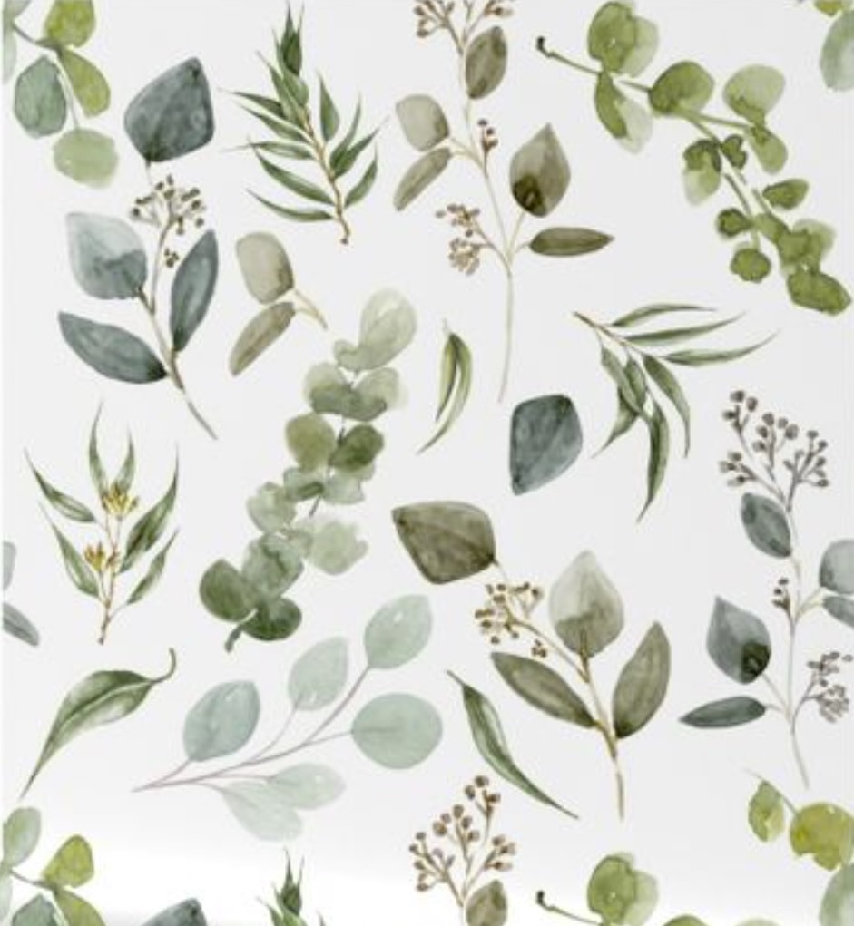 Spoonflower Eucalyptus wallpaper for a beautiful boho bathroom statement