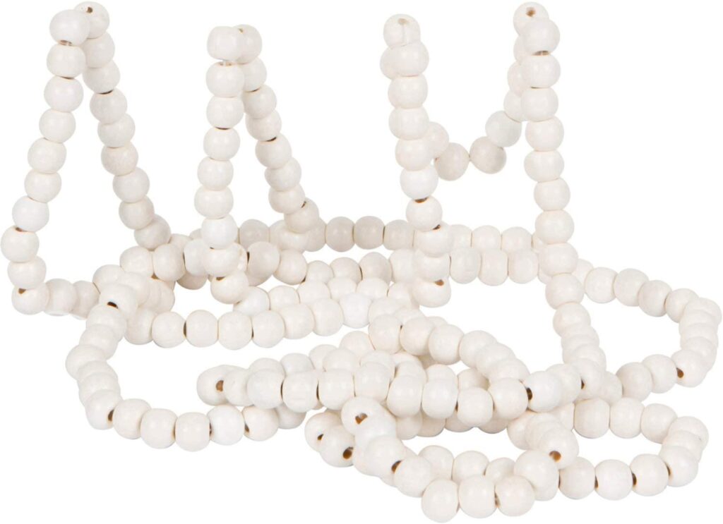 White wooden bead garland
